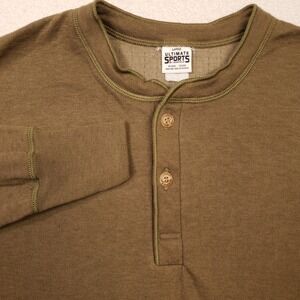 Duofold Henley Mens Large Brown Merino Wool Blend Thermal Long Sleeve Shirt Long